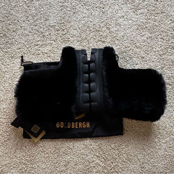 Goldbergh Fun Fur Snow Boots NWT US 9 Black Waterproof Apres Ski Moon Boots - Picture 8 of 10